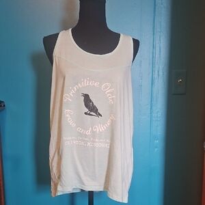boxercraft Cream Tank Top with Black Raven Graphic